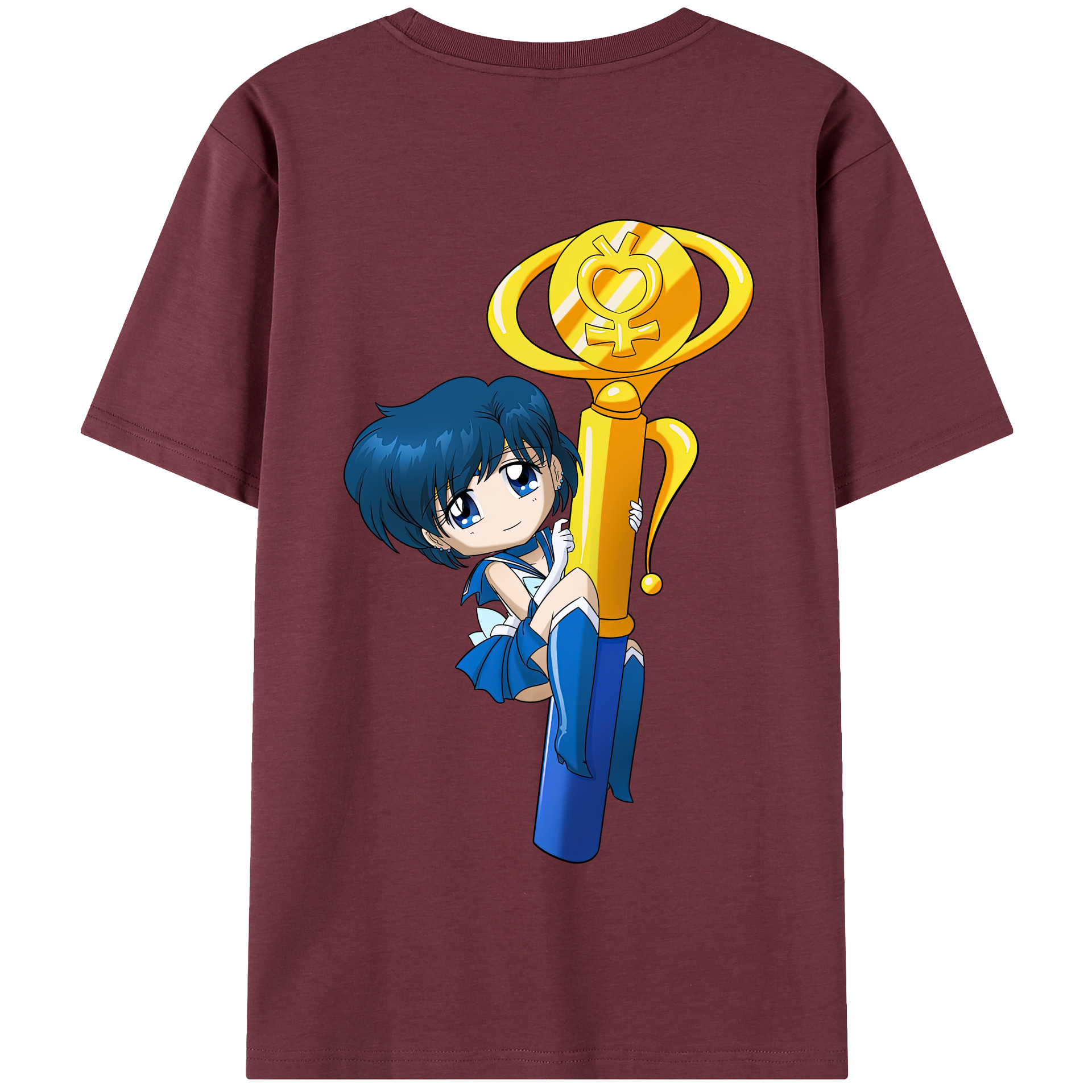 （画像用） 美少女戦士セーラームーン 水野 亜美 みずの あみ Sailor Moon Mizuno Ami 綿100％半袖Tシャツ（背面プリント）